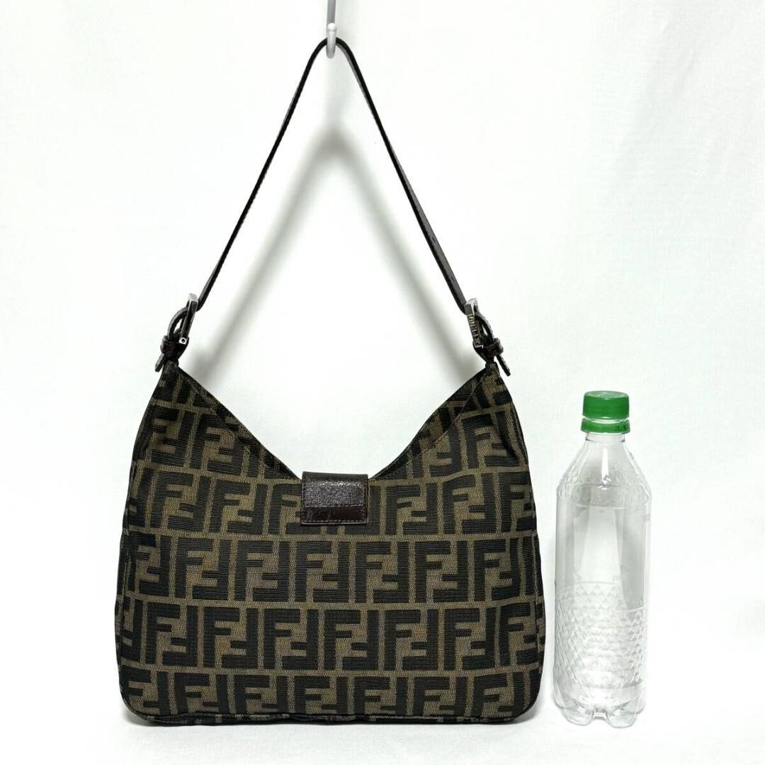 FENDI Zucca Baguette Shoulder Bag Canvas Leather Brown Authentic