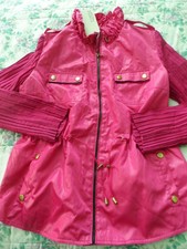 New Woman's Small Raspberry Pink Full Zipper Jacket Coat By Lindi