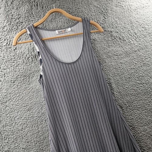 Sunny Girl Womens Maxi Dress Size 8 Navy Blue White Stretch Knit Sleeveless - Picture 2 of 13
