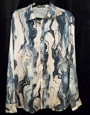 ZEROYAA Men's Long Sleeve Dress Shirts Shiny Satin Silk Like Party Club