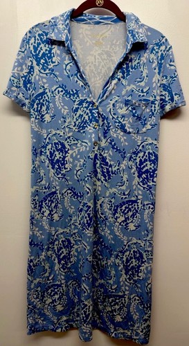 LILLY PULITZER SADIE POLO DRESS SMALL BLUE TURTLE PATTERN #25 | eBay