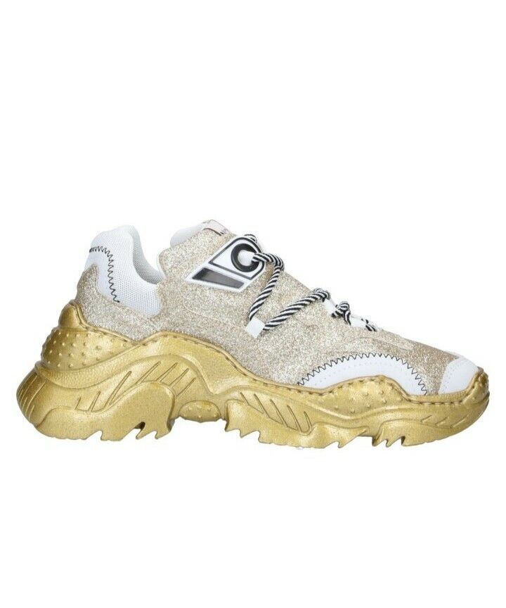 Nº21 Numero Ventuno Sneakers Gold Glitter Size 39 8.5 Made Nº21 Numero Ventuno Sneakers Gold Glitter Size 39 8.5 Made