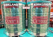 Kirkland Decaffeinated Coffee Dark Roast Fine Grind 48oz 1.36kg 2 Cans 