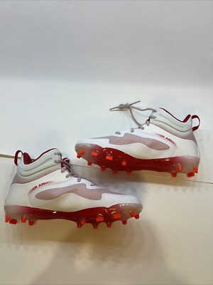 Under Armour Command MC Mid Lacrosse Cleats Men Size 10 #3025639-101 White / Red