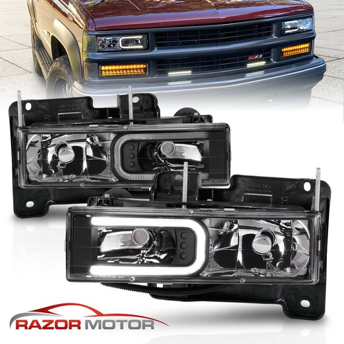 19 1998 Chevy Gmc C K 1500 2500 3500 C10 Fullsize Truck Led Black Headlights Ebay