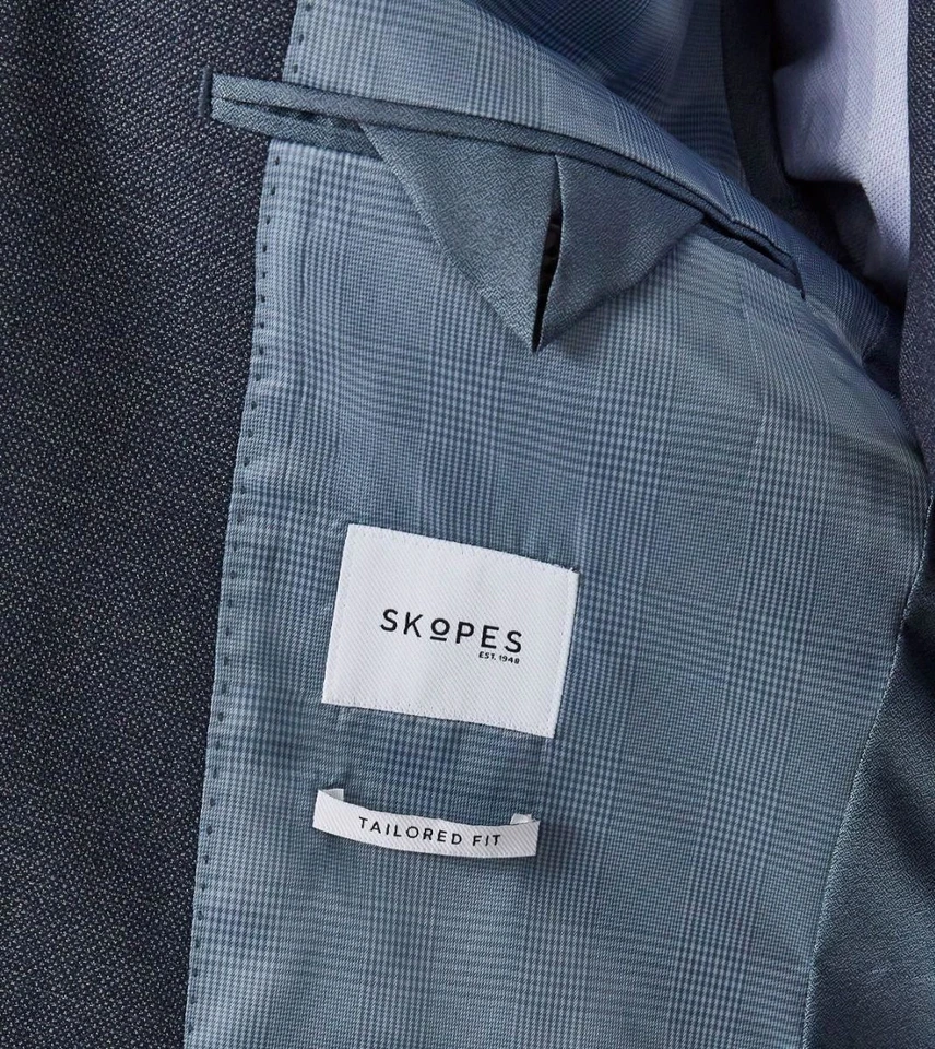 Skopes Hombre Harcourt Ajuste a Medida Chaqueta En Azul 34A 62 Corto A Largo - Imagen 2 de 4