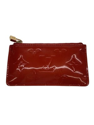 LOUIS VUITTON Pochette Cle Monogram Vernis Enamel Red Women's