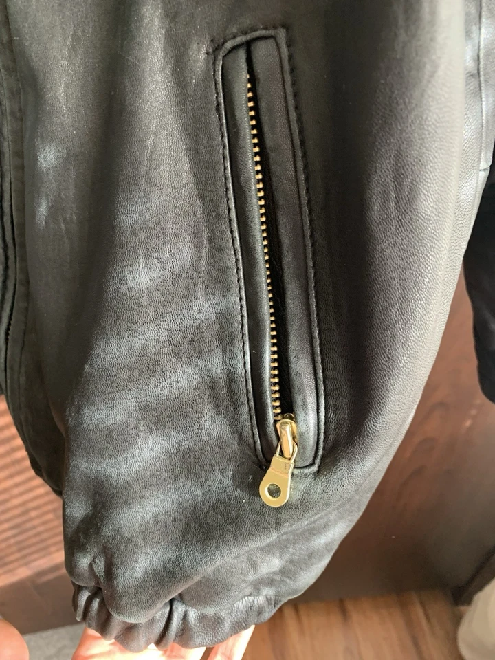 Andrew Marc Men's Vintage  Black Leather Coat - Size XS - Image 4 of 4