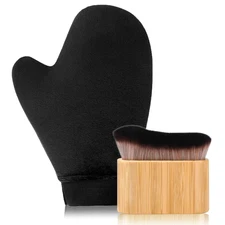 2 in 1 Tanning Mitts Self Tanner Mitt Applicator Self Tanning Mitt and Brush,Tan
