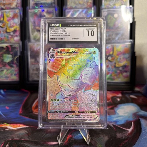 Pokémon TCG Rillaboom VMAX Rebel Clash 193/192 Secret Rainbow Rare CGC 10