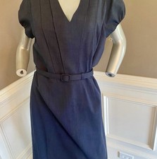 NWT Banana Republic Sheath Navy Pleated Detail Dress Size 14 (Says Size 16)