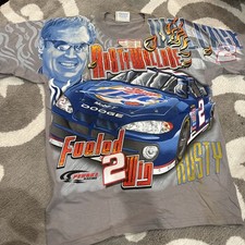 New Chase Rusty Wallace All Over Print NASCAR Racing T Shirt Size M Vintage Gray