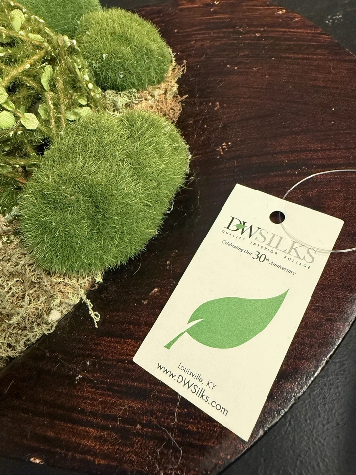  D&W Silks Tazón de Madera de Musgo Oblongo Decorativo Tazón de Masa, Tazón de Musgo Artificial Foto 3 de 4