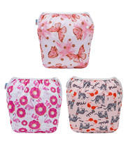 ALVABABY Swim Diapers 3Pcs Baby Toddler Snap One Size Reusable Adjustable Baby