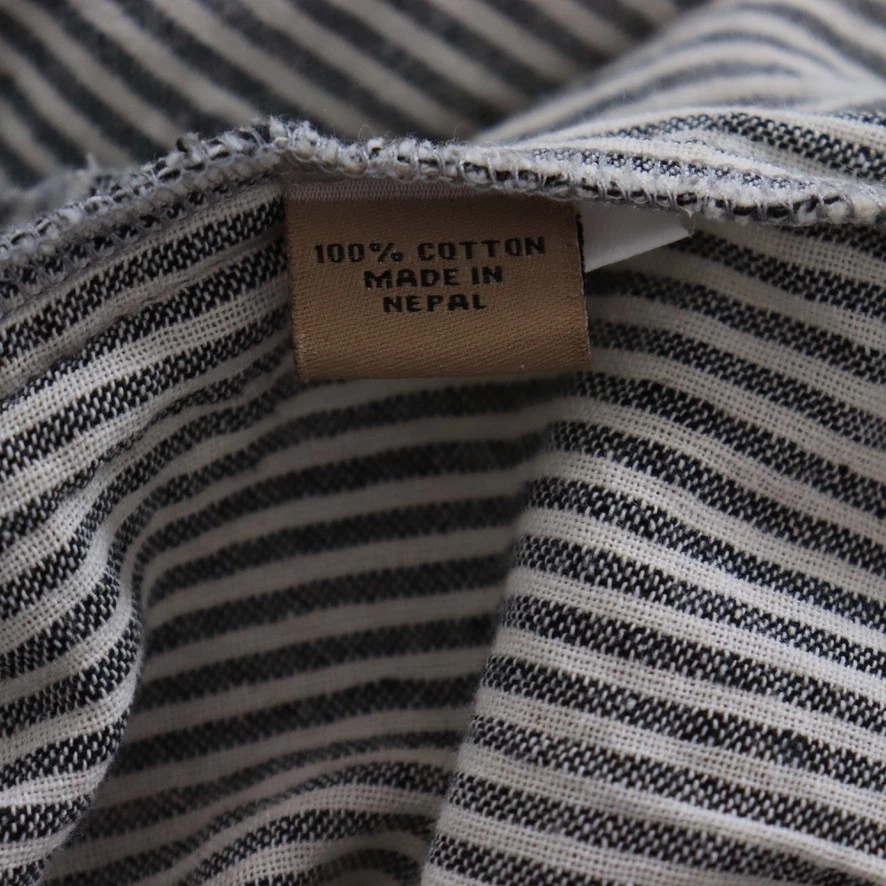 Tree of Life Womens Playsuit Size M Grey Stripe Cotton Gauze V Neck Straight Leg - image 4 of 4