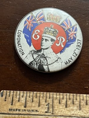 King Edward Vlll, Coronation May 1937 Pinback, 1.25 in Dia.
