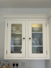 Neptune White Chichester Glazed kitchen wall unit cabinet with lights