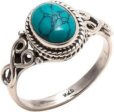 Turquoise Stone Ring 925 Sterling Silver Statement Ring for Women Handmade Gemst