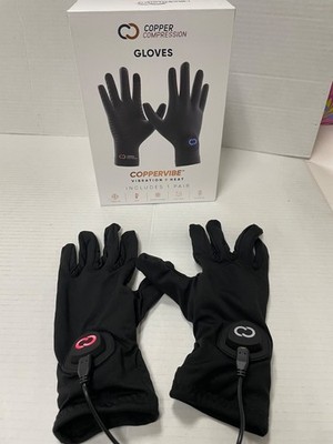 Copper Compression CopperVibe Vibration Heat Therapy Gloves Black (1 Pair)
