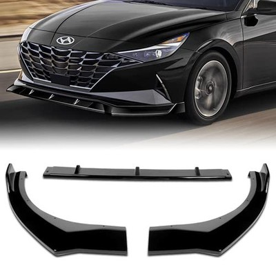 3 Piece Front Bumper Lip Spoiler Splitter Kit 2021-2023 Hyundai Elantra Black