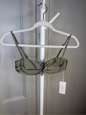 NWT VINCE Strapless Twist Front Bikini Top - Olive Green
