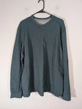 Eddie Bauer Men Ribbed Henley Long Sleeve Shirt Teal Sz XL Outdoor Gorpcore