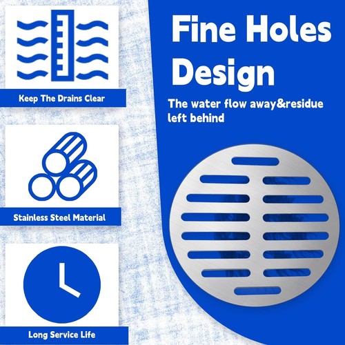 Vonty Stainless Steel Round Floor Drain Cover 6 Inch 6"(1pcs), Ss, - Picture 3 of 7
