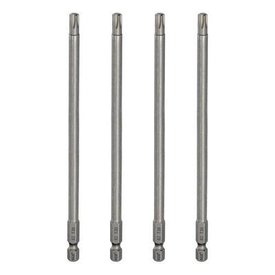 4pcs T30 Torx Head Screwdriver Bit 1/4'' Hex Shank 6'' Long Magnetic No Hole Tip