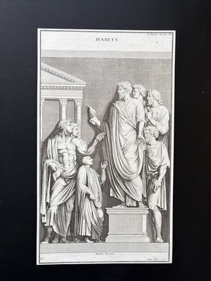 Antiker 18. Jahrhundert männliche Form Gravur römischer Redner in klassischer Draperie