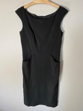 Agnes B black corporate shift dress below knee has pockets size EU 40 UK 12
