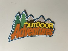 Outdoor Adventure Scrapbook Title Die Cut Paper Pieced Mountains  Trees