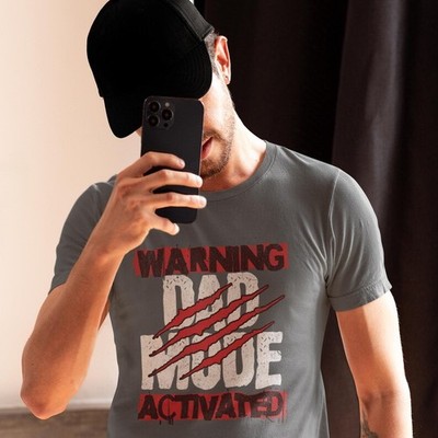 Warning Dad Mode Activated Funny Father's Day Gift Idea Men's Graphic Gildan Tee