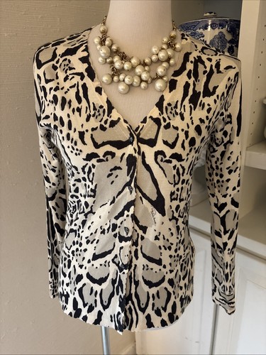 Roberto Cavalli Sweater, Size 42, US Medium, Cardigan, Cashmere Blend, Animal