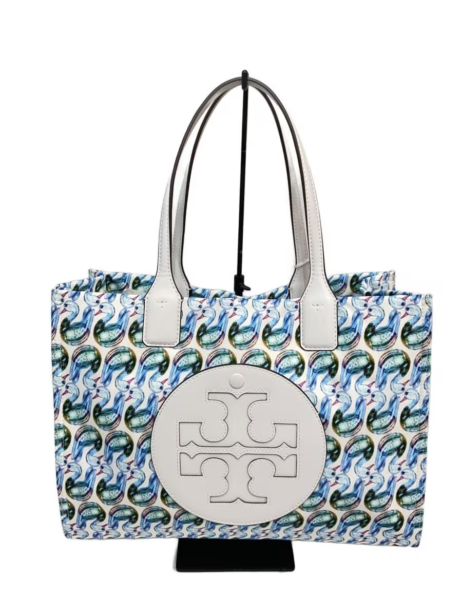 TORY BURCH Nylon Tote Bag in Blue with All-Over Print