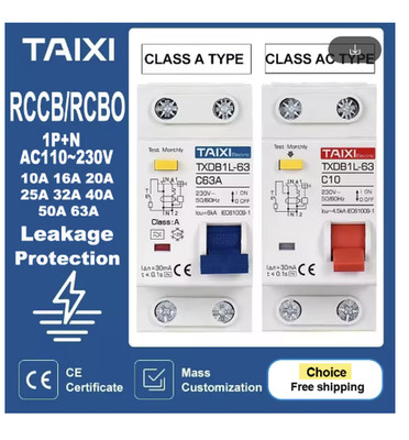 RCBO Type A AC RCD MCB RCCB DPNL Leakage Circuit Breaker 16A-63A