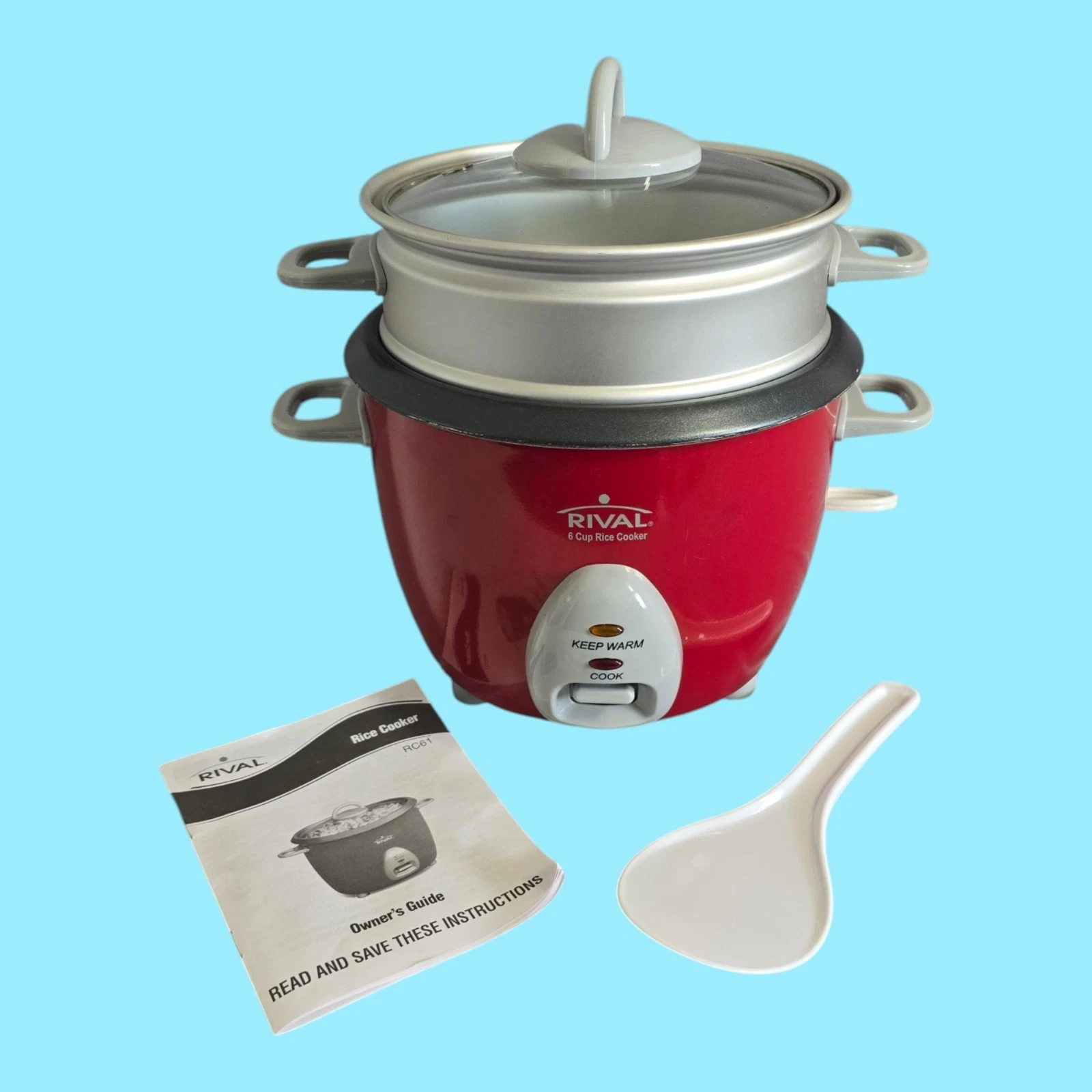 Rival 6 Cup Rice Cooker & Steamer Model RC61 Red TESTED & WORKING!
Opens in a new window or tab