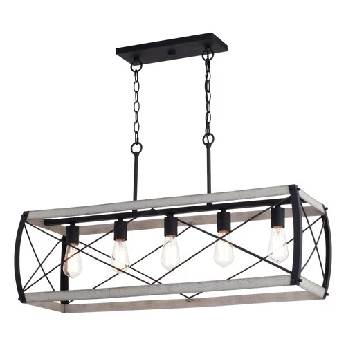 Montclare 5-Light Linear Chandelier in Farmhouse and Rectangular Style 19.5 - Picture 1 of 9
