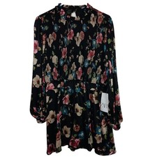 ZARA Romper Womens XL Multicolor Floral Sheer Sleeve Smocked Boho Party Ruffle