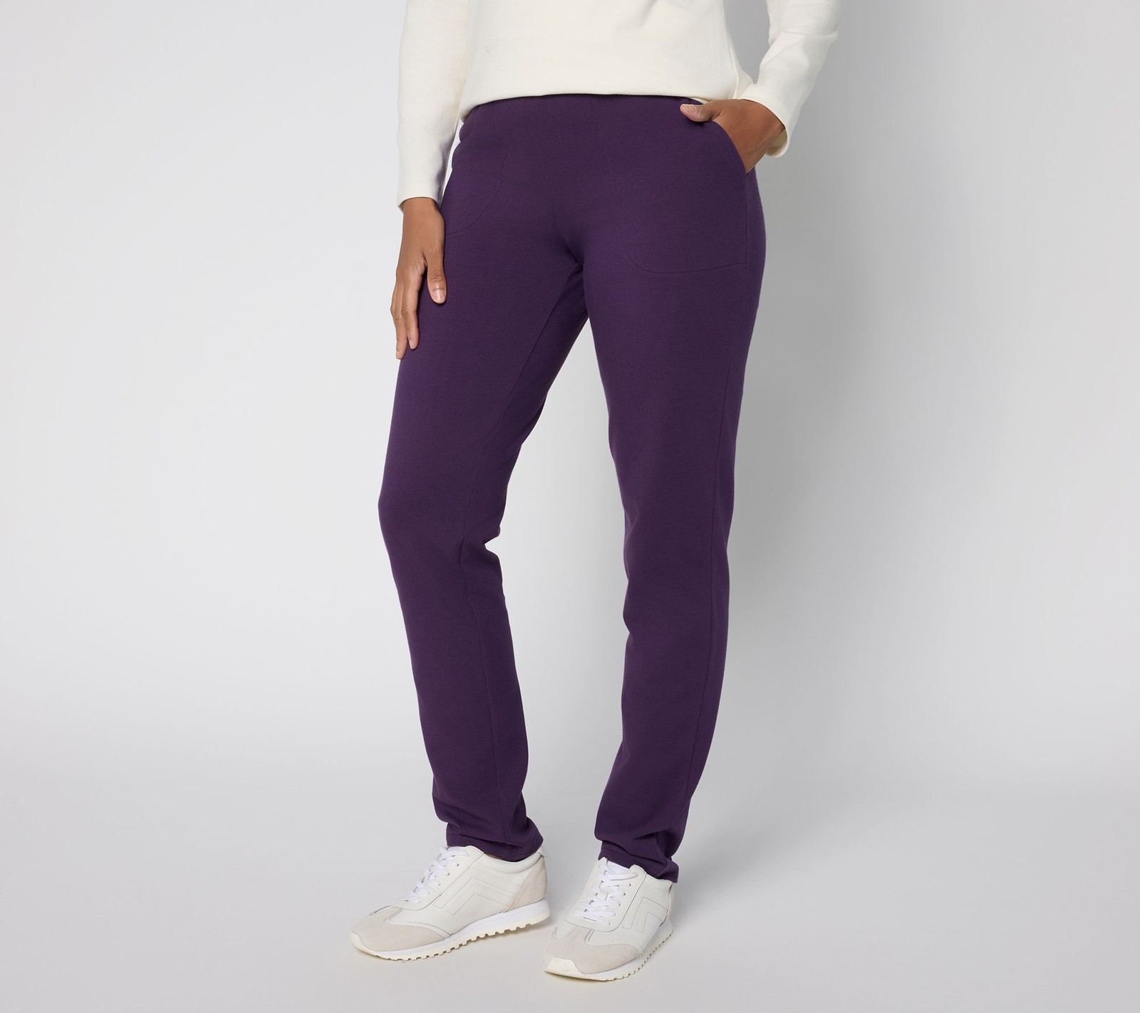 Denim & Co. Women's Pants Sz XL Active Duo Slim Straight Purple A460404