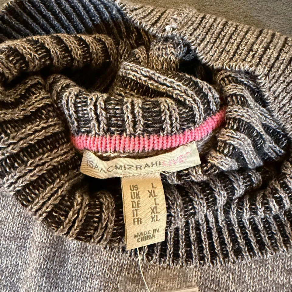 Suéter túnica Isaac Mizrahi gris vivo manga larga cuello alto para mujer grande Foto 3 de 4