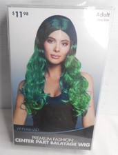 Wonderland Premium Fashion Center Part Balayage Wig Green Halloween Costume NEW