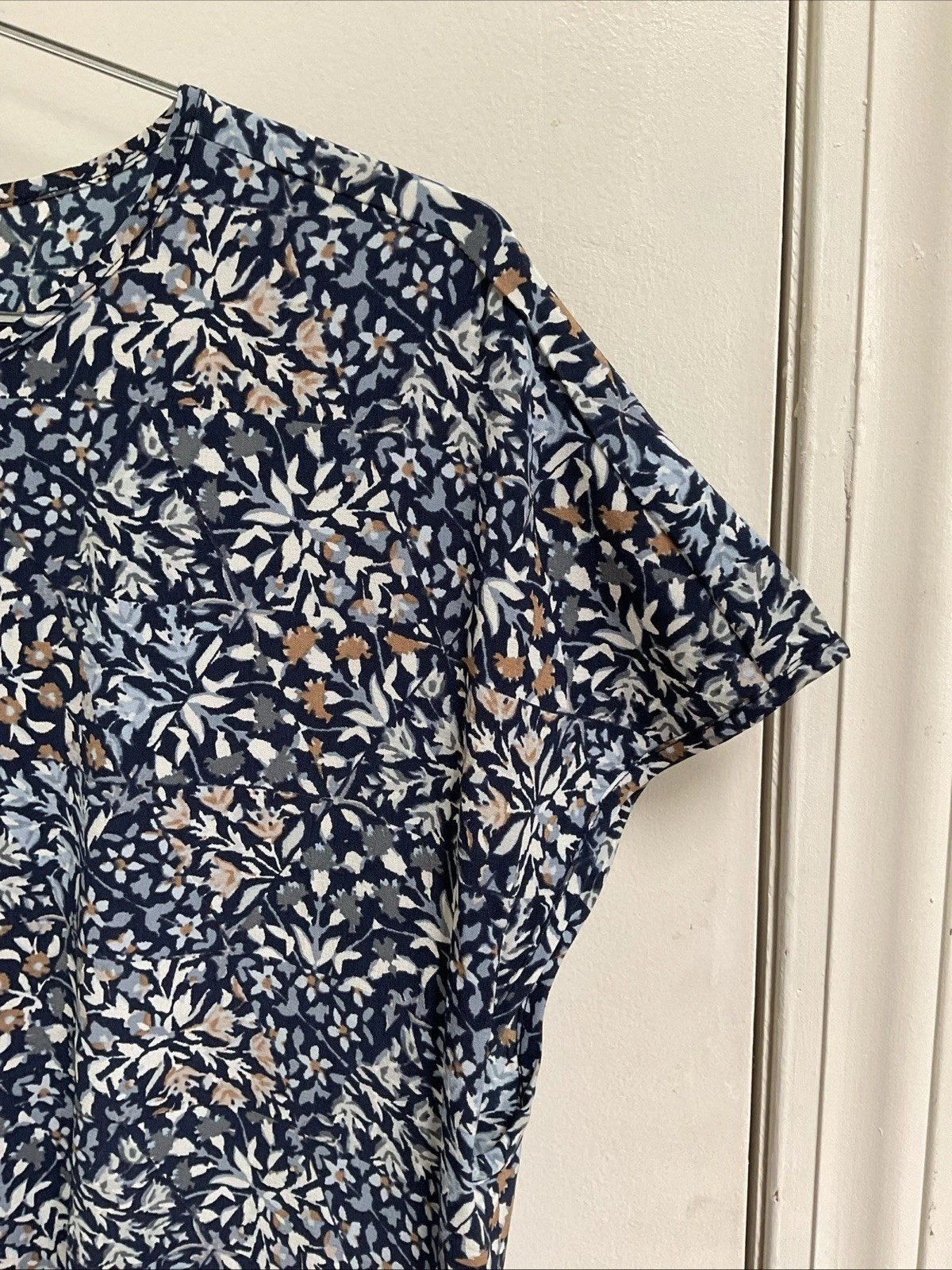 Abito donna Tory Burch seta vita bassa blu bianco marrone floreale taglia 2 XS