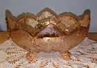 Vintage Marigold Carnival Glass "Loganberry" Footed Centerpiece Bowl
