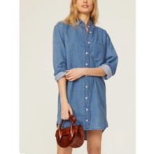 Thakoon Blue Chambray Shirt Dress SMALL Blue Denim Mini Western Shift $315