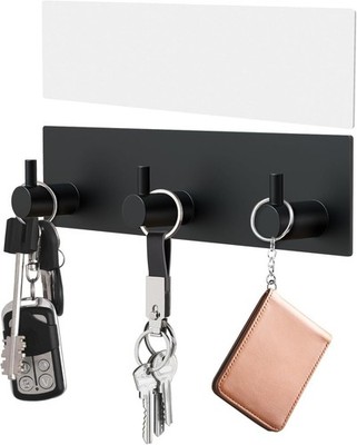 VIS'V Key Holder Wall Mount, Small Metal Self Adhesive Small, Black 