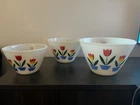 1940s Vintage Fire King Tulip Mixing/Nesting Bowls by Anchor Hocking - Set of 3