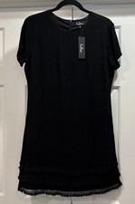 Lulus Mini Sheath Dress Black M Tiered Ruffle Short Sleeve Lined Feminine Party