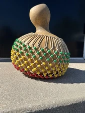Vintage Shakere Dried Gourd Percussion Instrument, 1970s Reggae Band Instrument