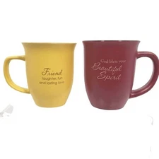 Abbey Press Gift Proverbs Mug Cup Coffee Tea Pair 12 oz. Ceramic Red Yellow