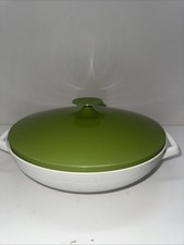 Vintage Raffiaware By Thermo Temp Insul Master Server Made In USA Avocado/White